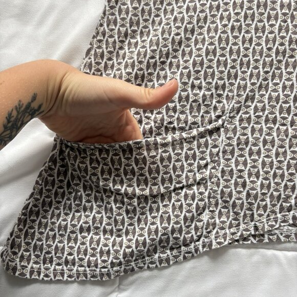 Womens Size XL Blouse Short Sleeve Scoop Neck Pockets Brown Office 90s Y2K - Picture 2 of 10